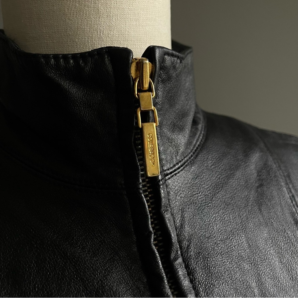 Colebrook & Co Black Leather Funnel Neck Longline Jacket Coat Dress Minimalist - Picture 6 of 15